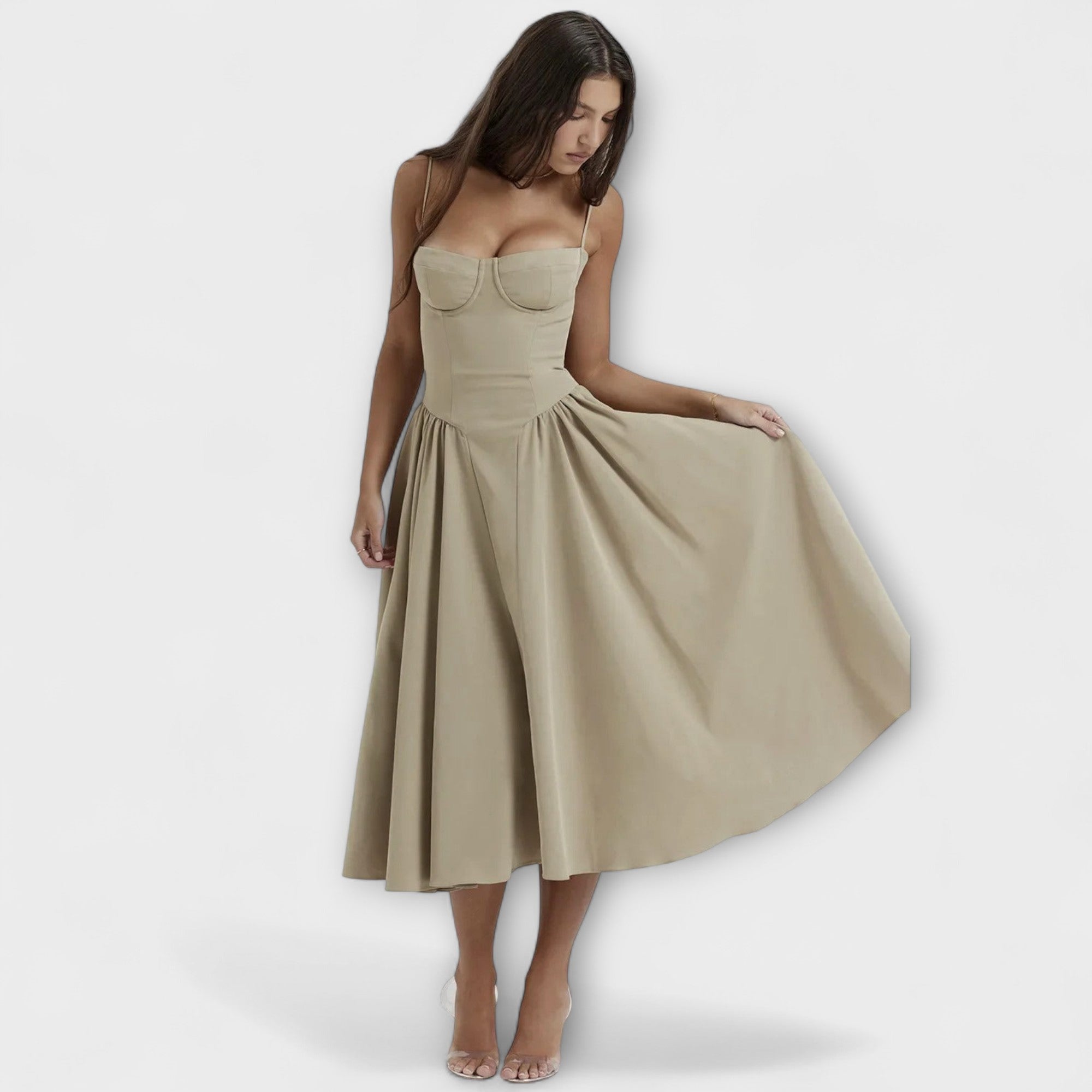 Caroline | Elegant ärmlös korsettklänning