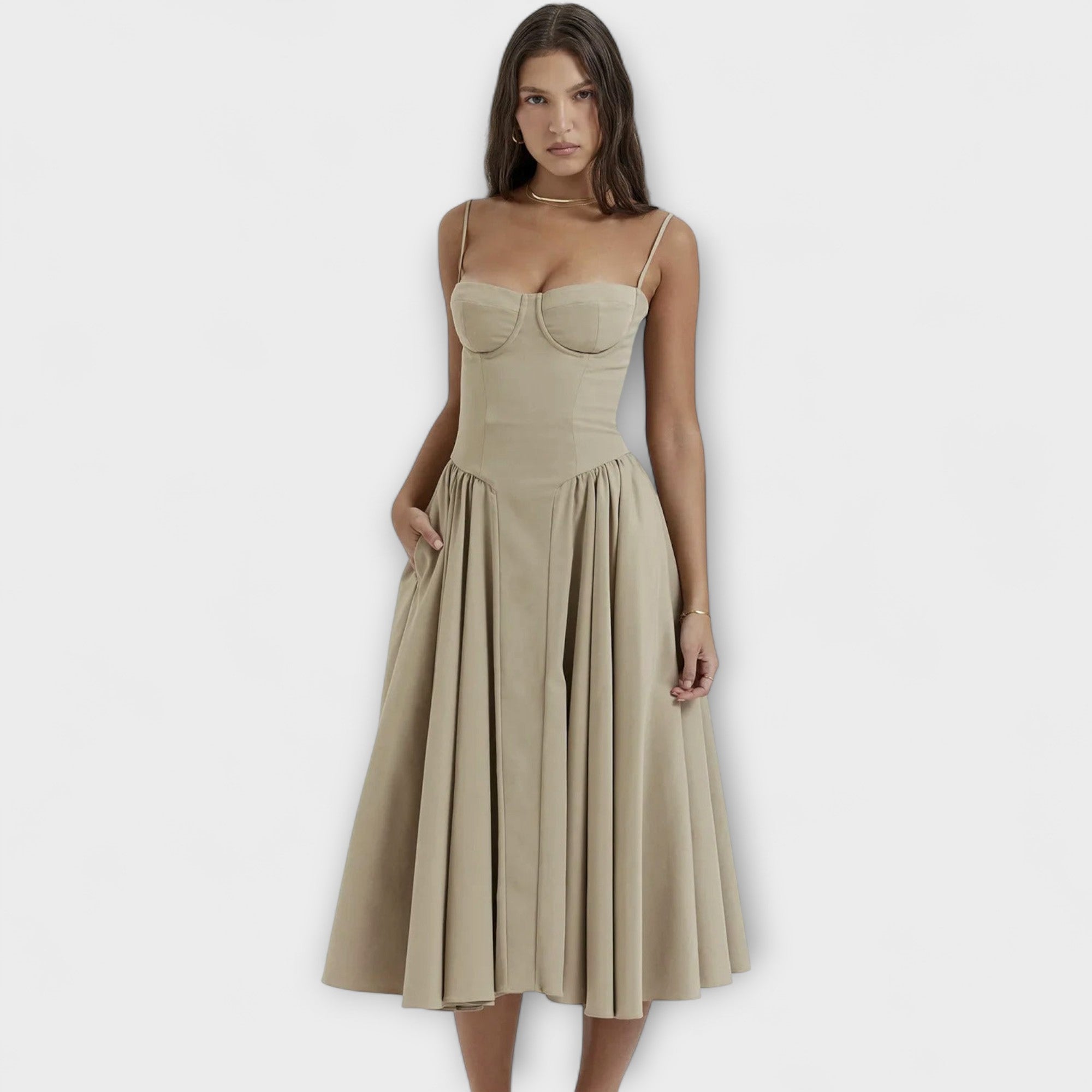Caroline | Elegant ärmlös korsettklänning