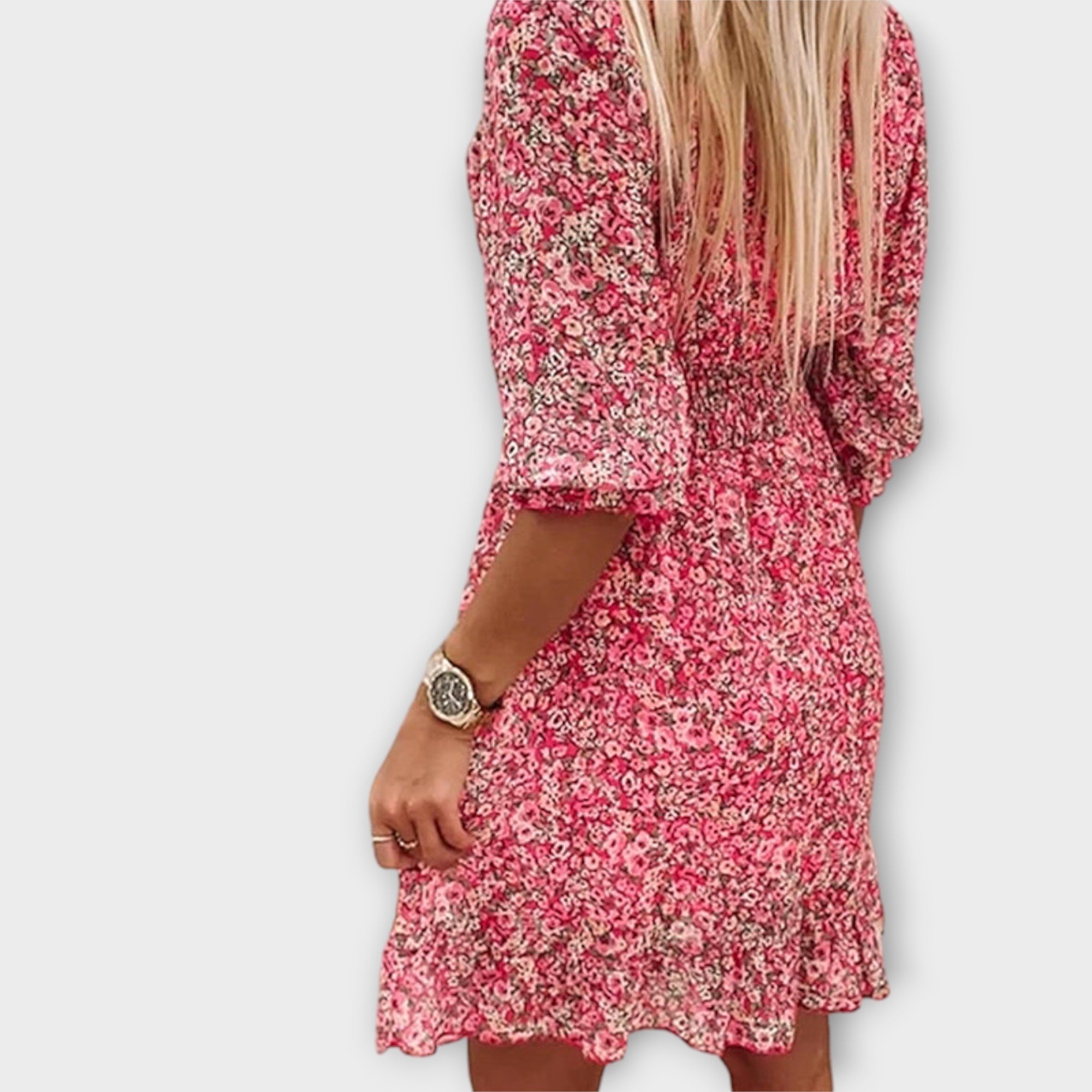 Minna | Blommig klänning med puffärmar
