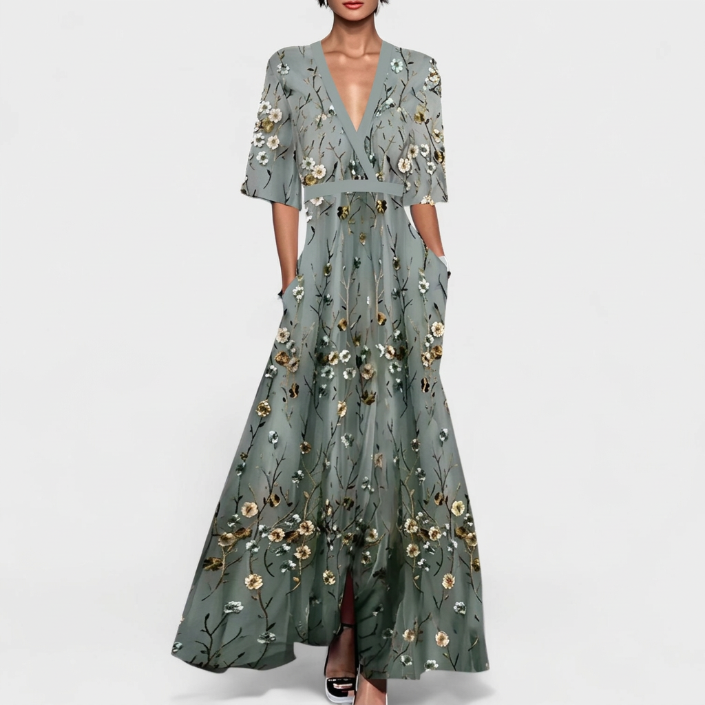 Cordula | Elegant blommig långklänning