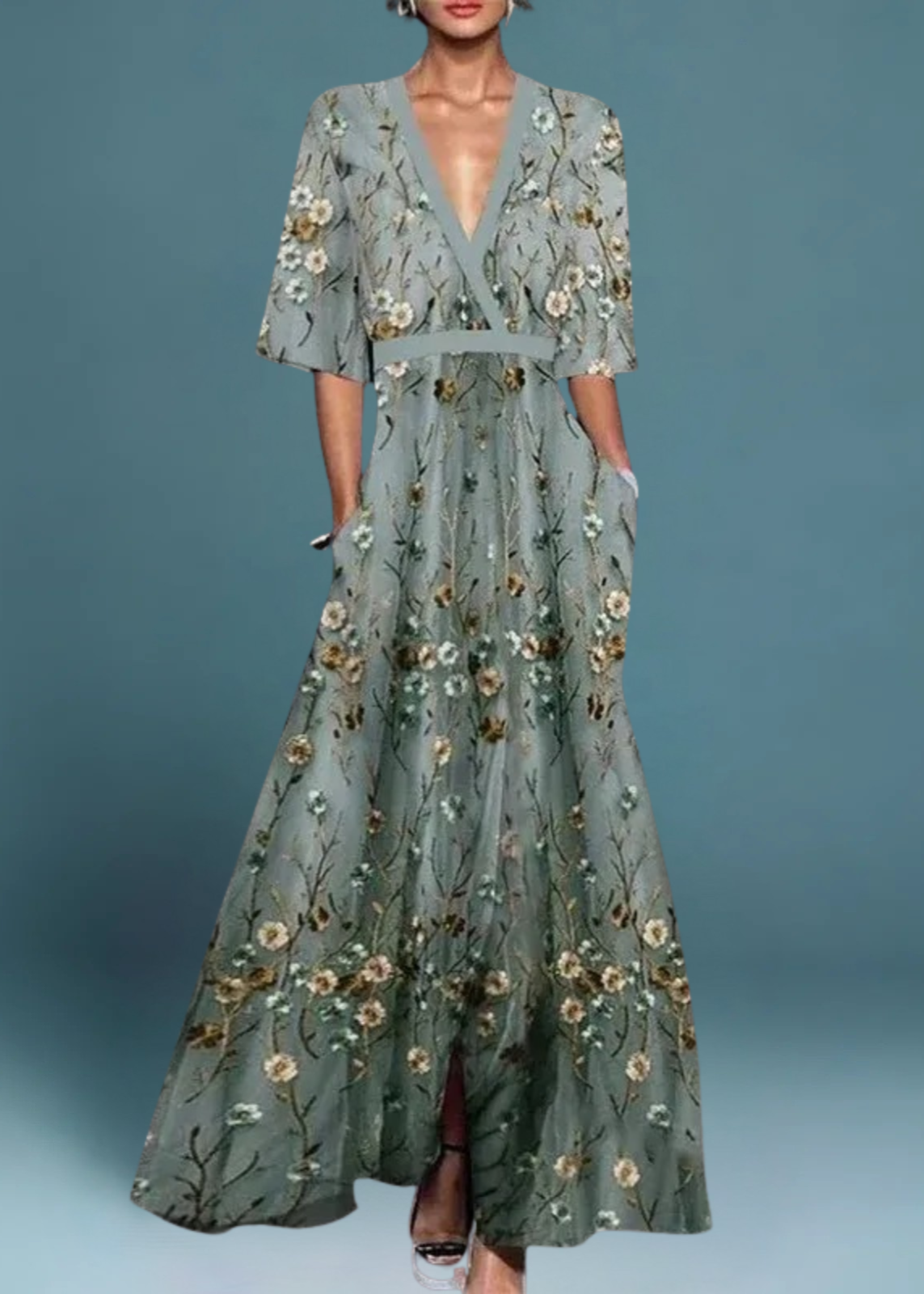Cordula | Elegant blommig långklänning