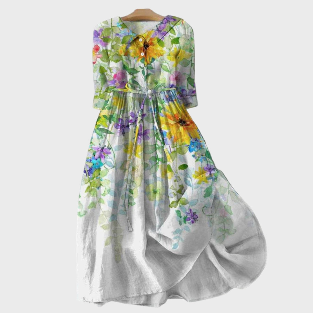Stefanie | Långklänning med akvarellblommor