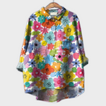 Sabrina | Handgjord blus med blommönster