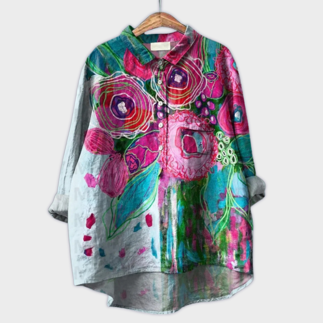 Sabrina | Handgjord blus med blommönster