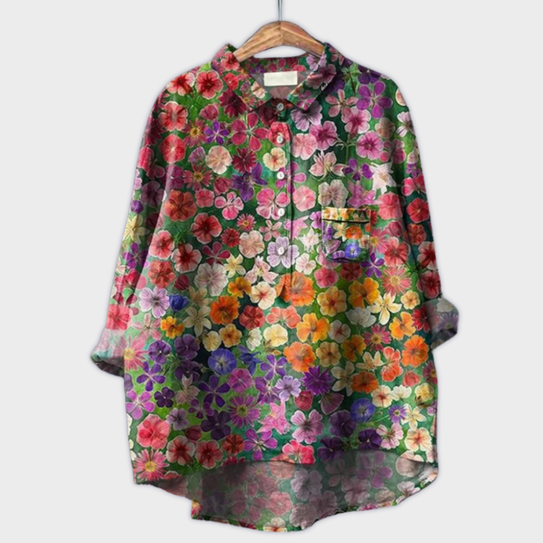 Sabrina | Handgjord blus med blommönster