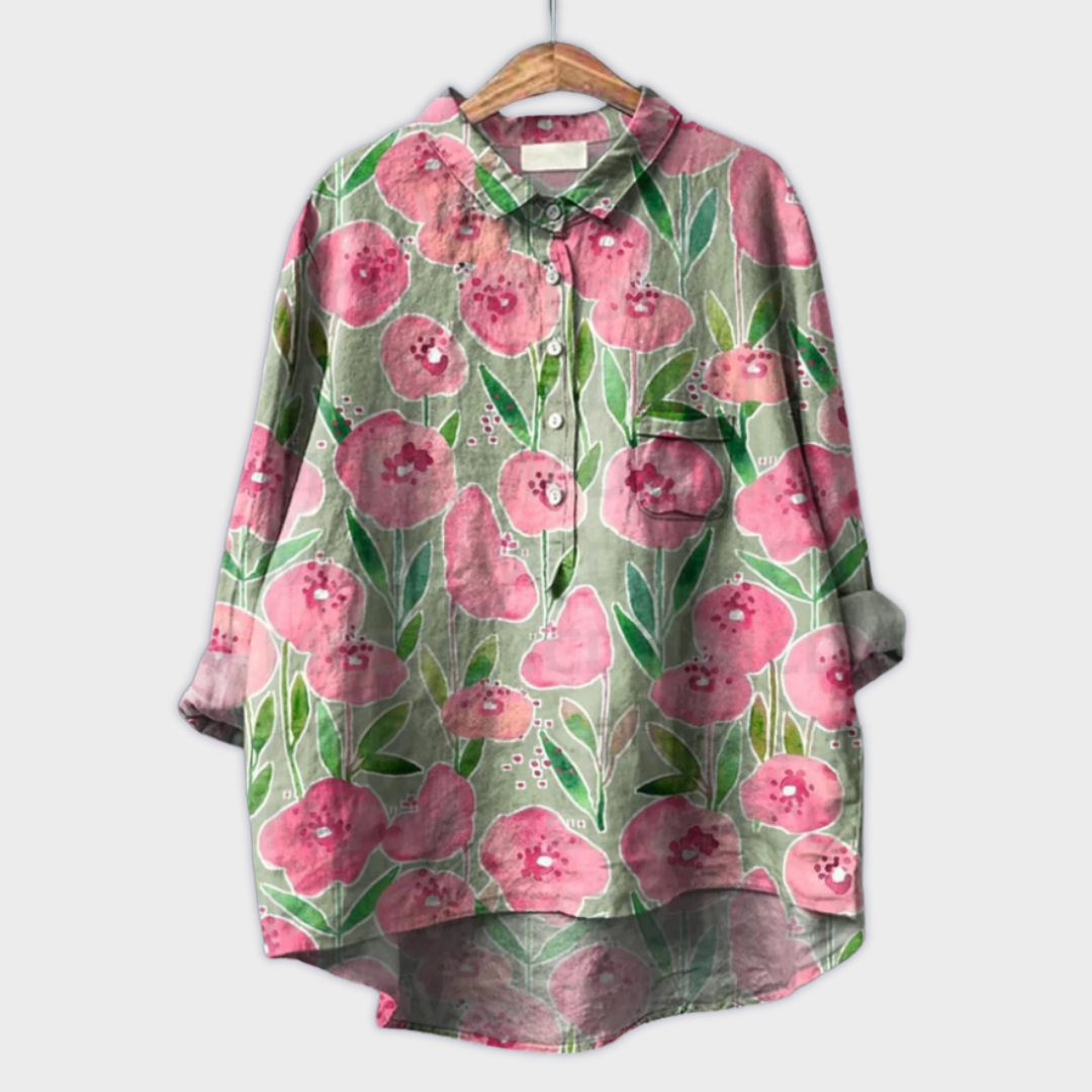 Sabrina | Handgjord blus med blommönster