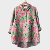 Sabrina | Handgjord blus med blommönster