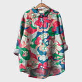 Sabrina | Handgjord blus med blommönster
