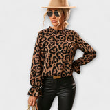 Vanessa | Leopardmönstrad blus med plisserad krage