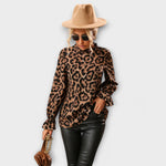 Vanessa | Leopardmönstrad blus med plisserad krage