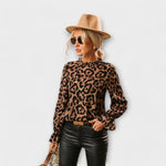 Vanessa | Leopardmönstrad blus med plisserad krage
