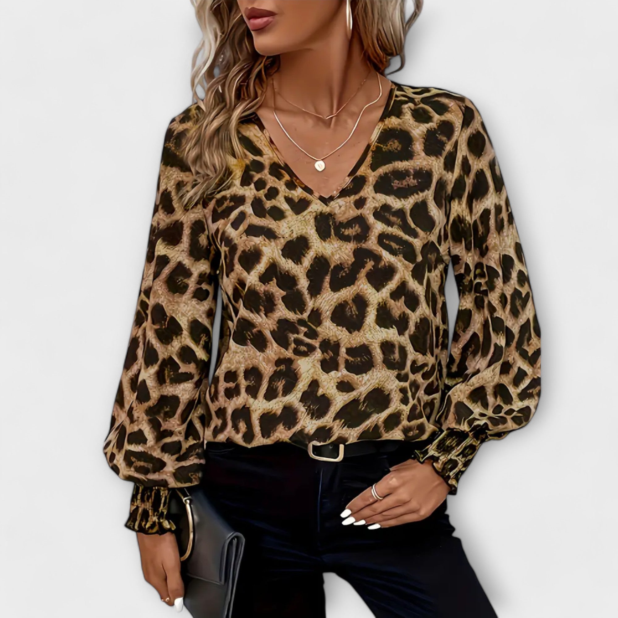 Tina | Elegant leopardmönstrad blus