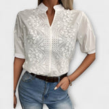 Saskia | Blus med blombroderier