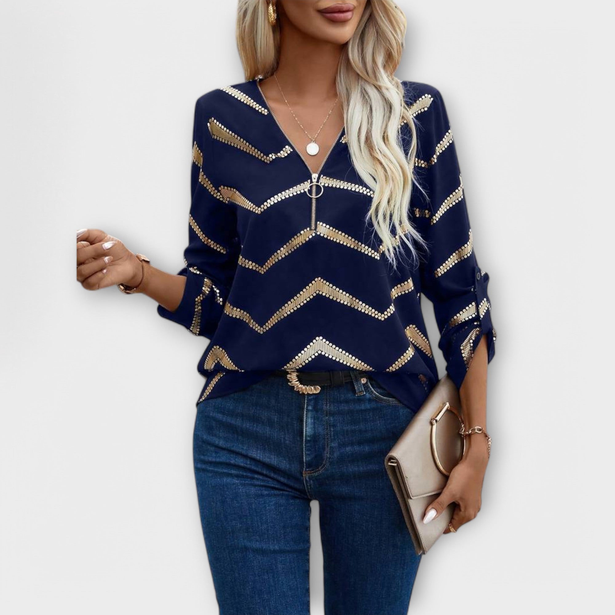 Carmen | Tidlös blus med halv dragkedja
