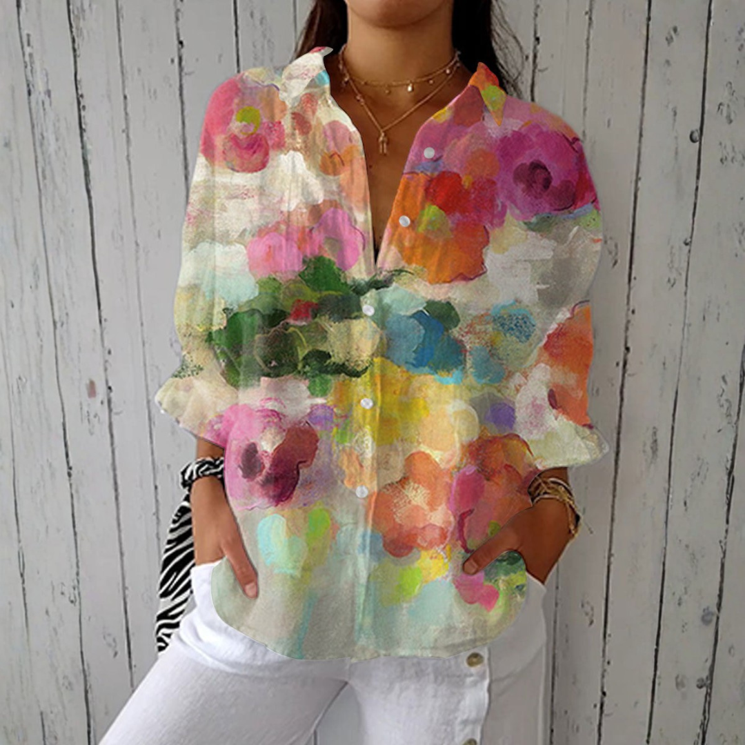 Jutta | Blus med akvarellblommor
