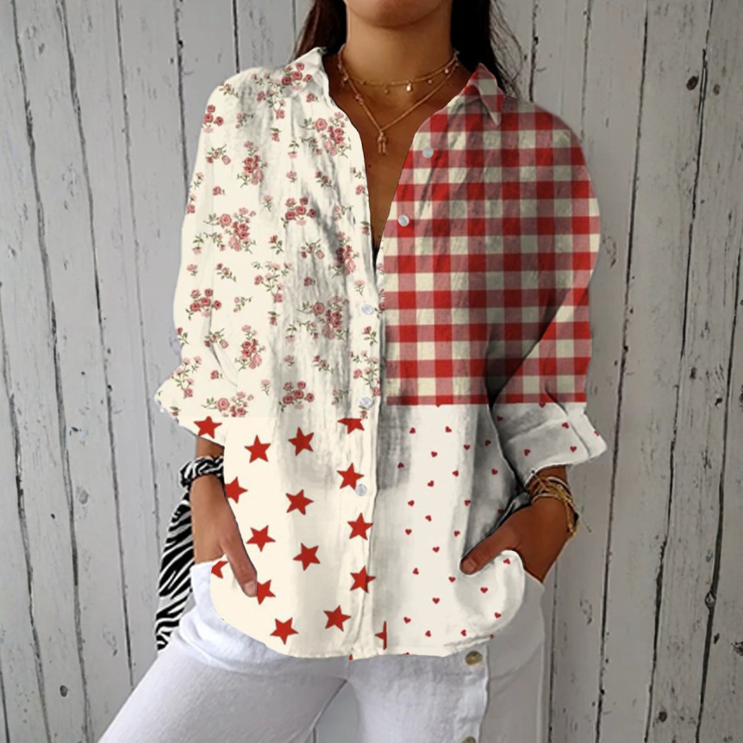 Käthe | Blus med lantligt patchworkmönster