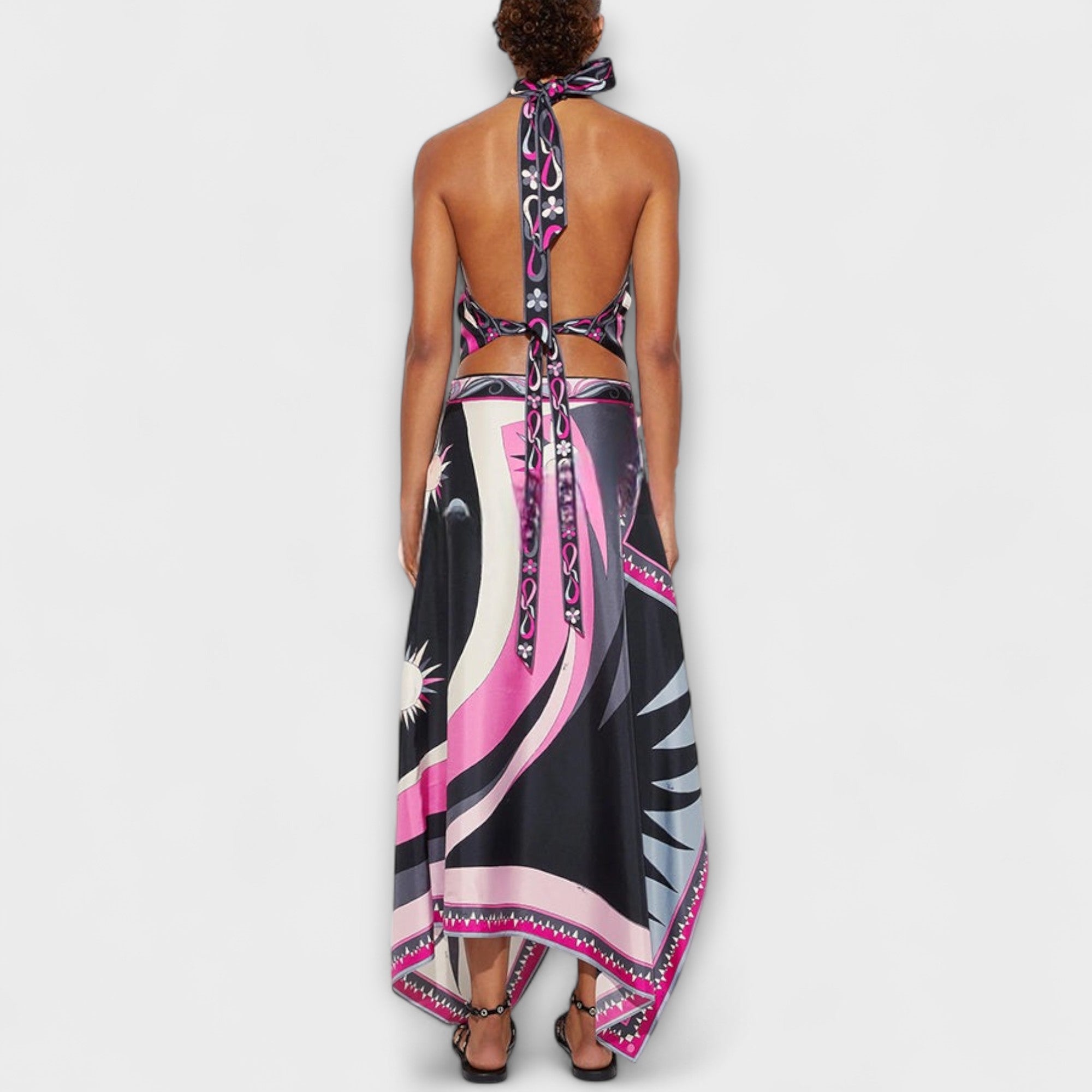 Margarete | Toppsats med halter neck och asymmetrisk midikjol