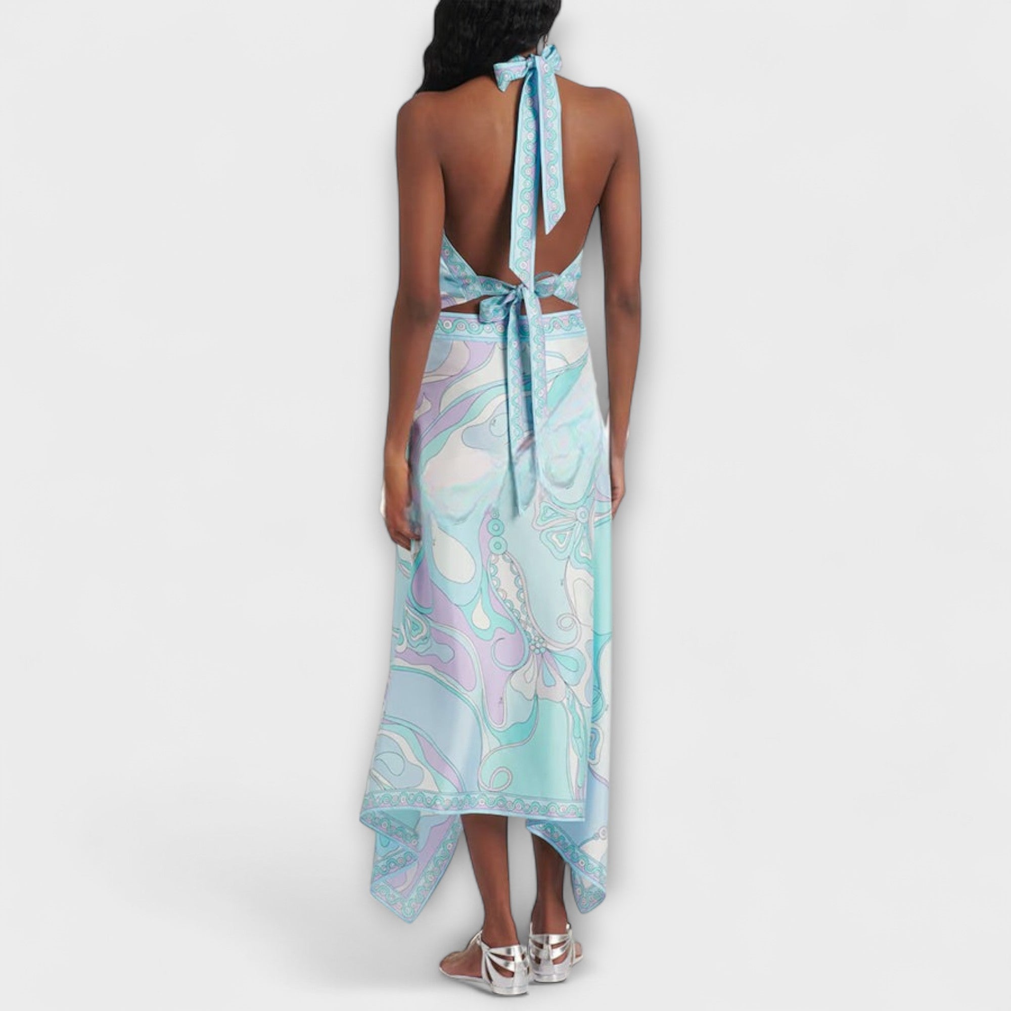 Margarete | Toppsats med halter neck och asymmetrisk midikjol