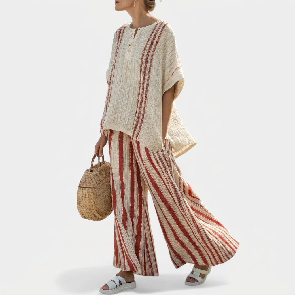 Thea | Elegant set med röda ränder