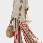 Thea | Elegant set med röda ränder