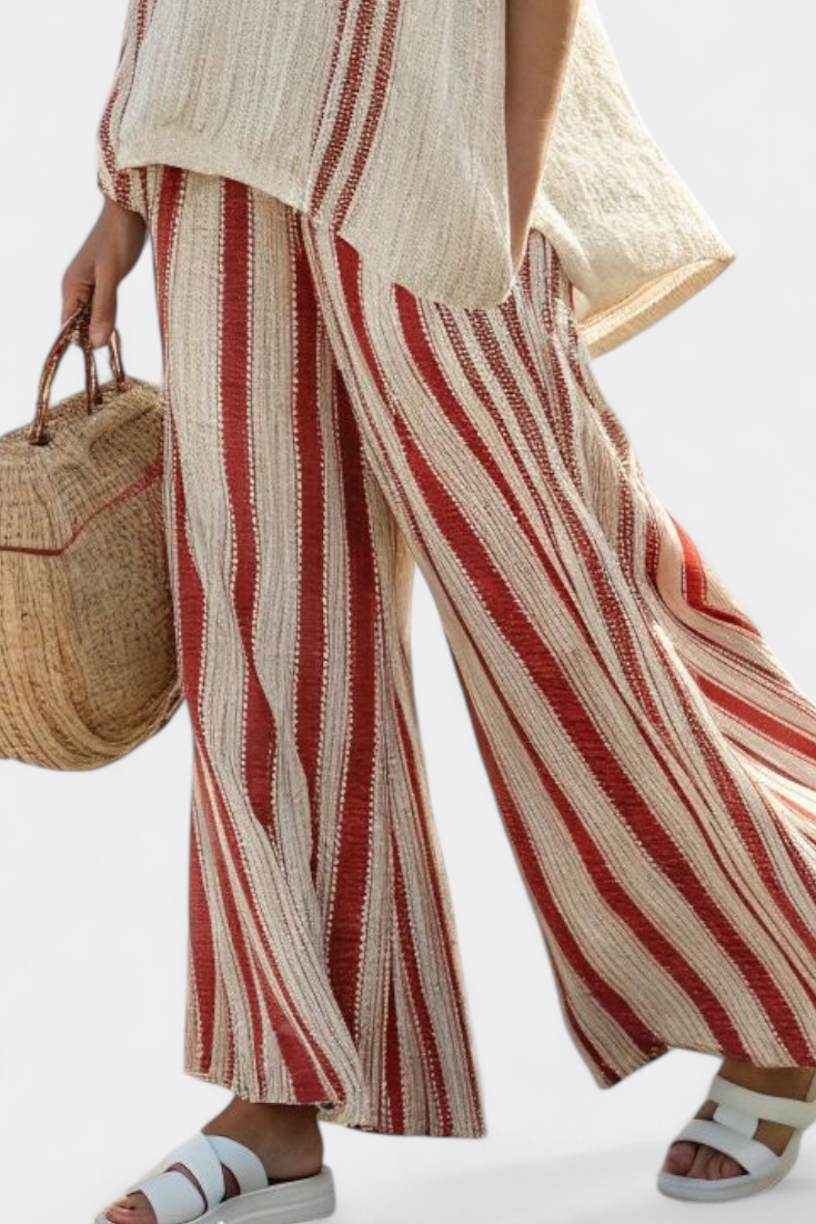 Thea | Elegant set med röda ränder