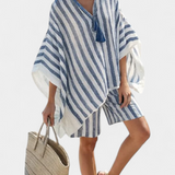 Edith | Randigt set med blus och shorts