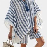 Edith | Randigt set med blus och shorts