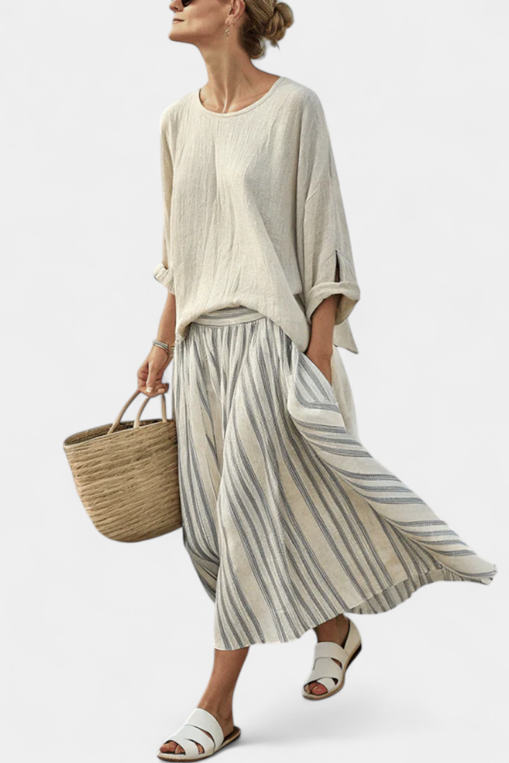 Marta | Set med blus och kjol i bambulinne
