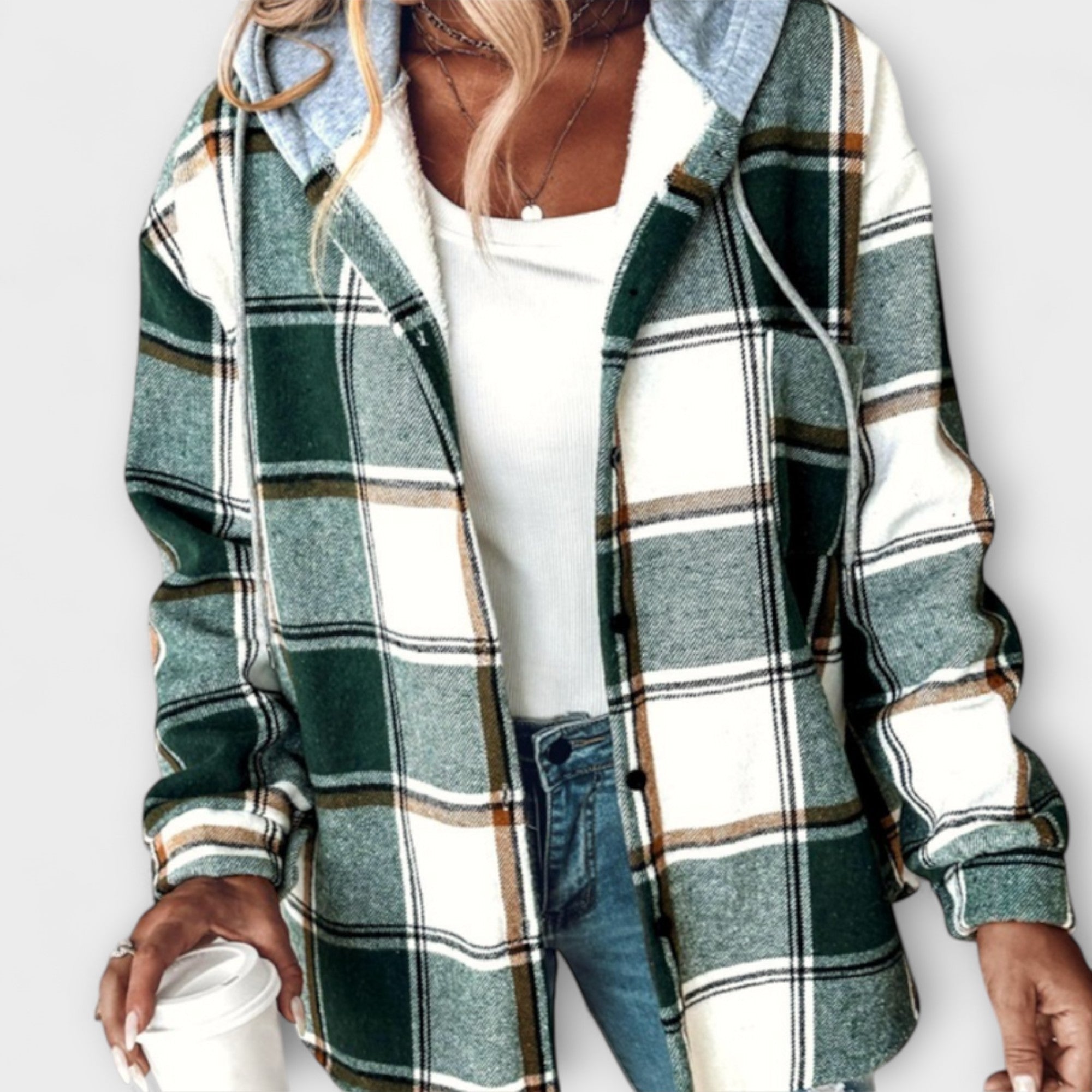Susanne | Rutig hoodie för dam