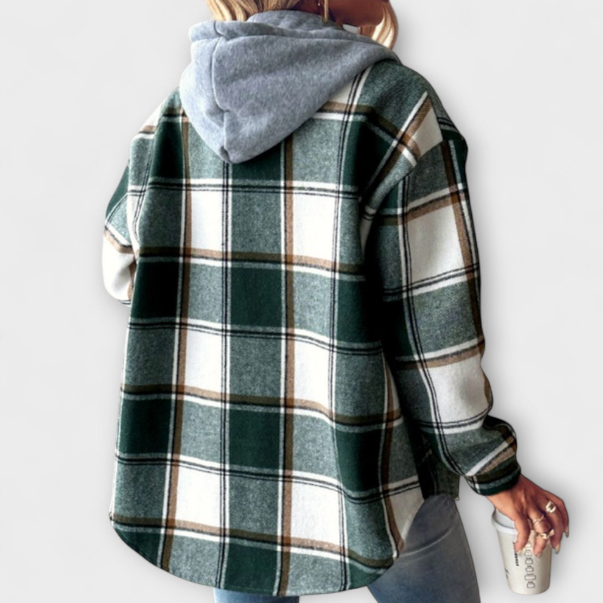 Susanne | Rutig hoodie för dam