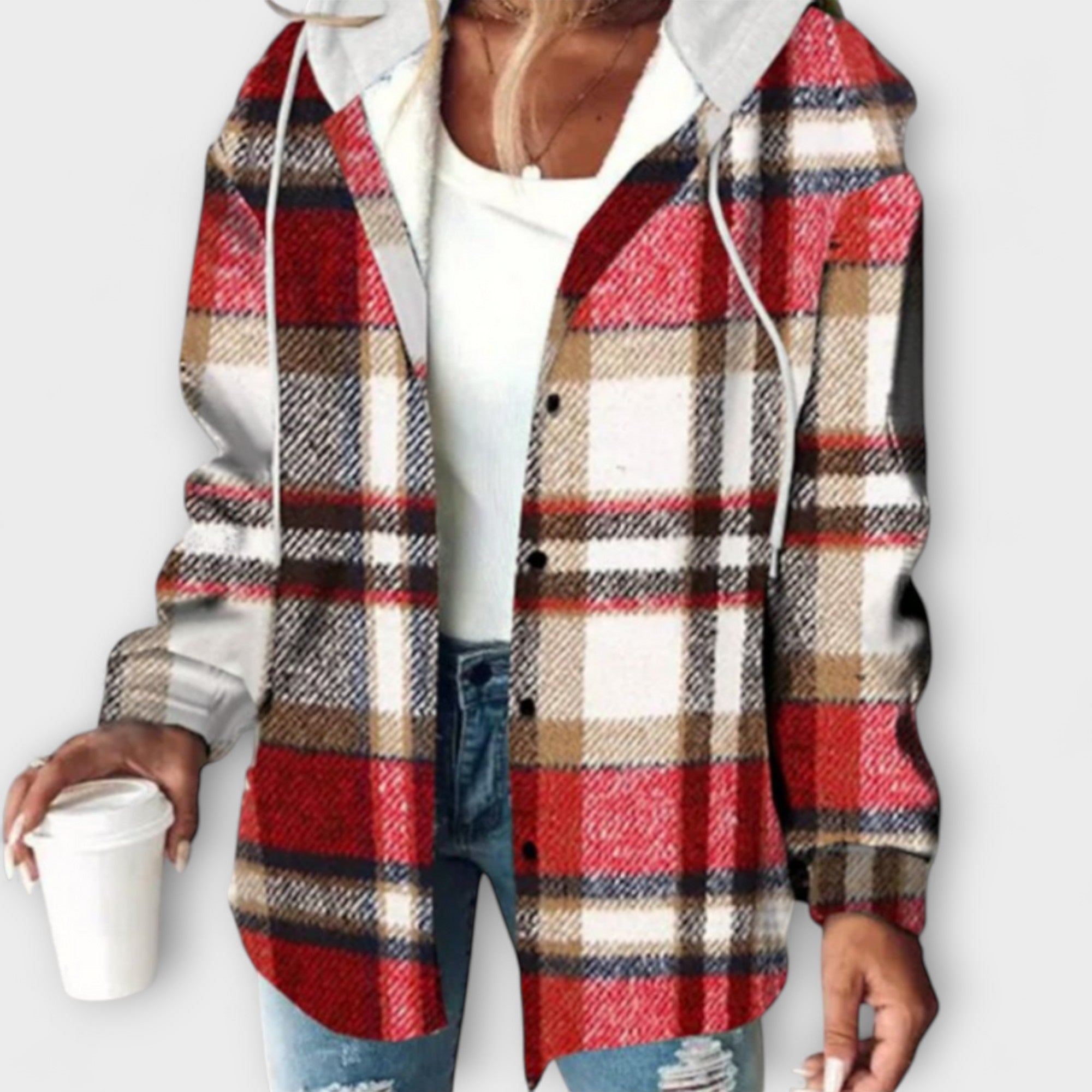 Susanne | Rutig hoodie för dam