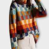Britta | Patchwork tröja med turtleneck