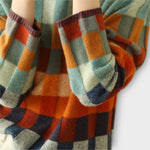 Britta | Patchwork tröja med turtleneck