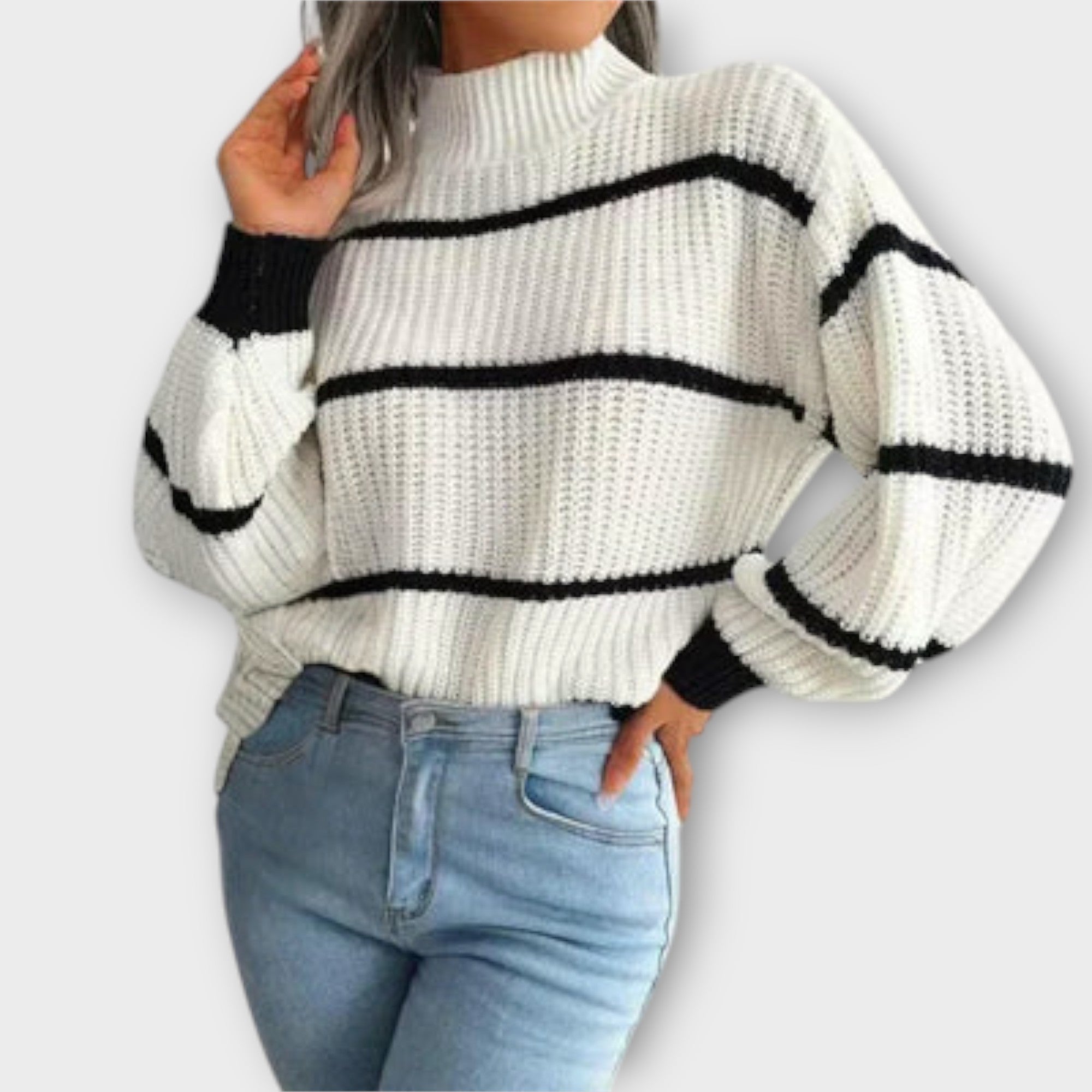 Leonie | Turtleneck tröja med ränder