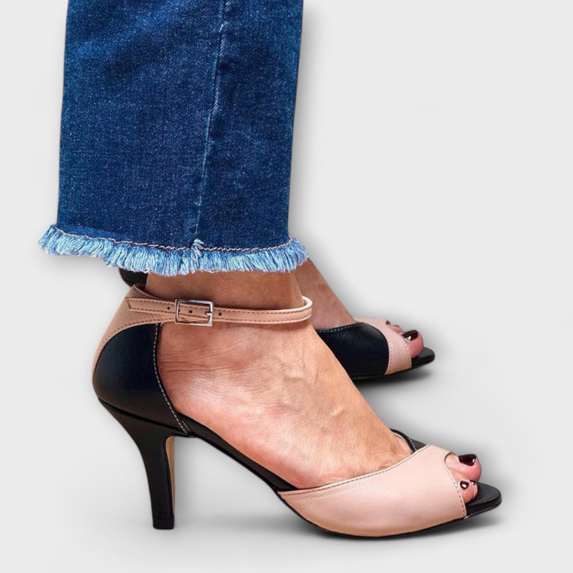 Elisa | Tvåfärgade peep-toe-skor i rosa