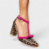 Paula | Leopardmönstrade skor med blockklack