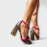 Paula | Leopardmönstrade skor med blockklack