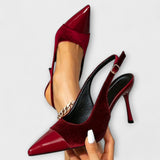 Loretta | Spetsiga slingbacks i sammet med patchwork