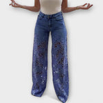 Marie | Jeans med spetsdetaljer i patchwork