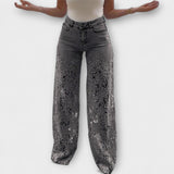 Marie | Jeans med spetsdetaljer i patchwork
