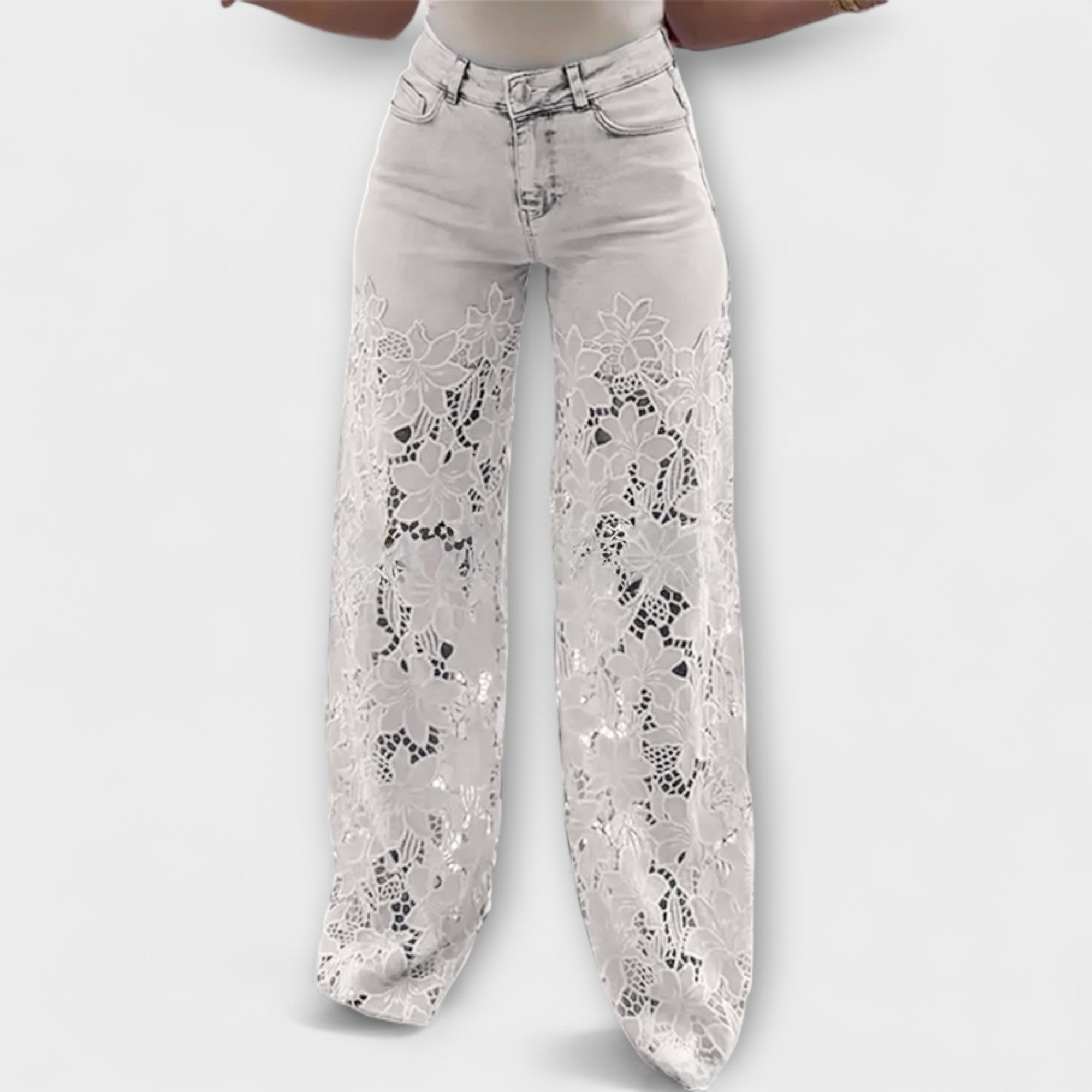 Marie | Jeans med spetsdetaljer i patchwork