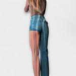 Selina | Asymmetriska denimshorts med axelrem
