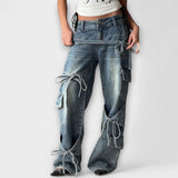 Mareike | Cargoinspirerade jeans med knytdetaljer