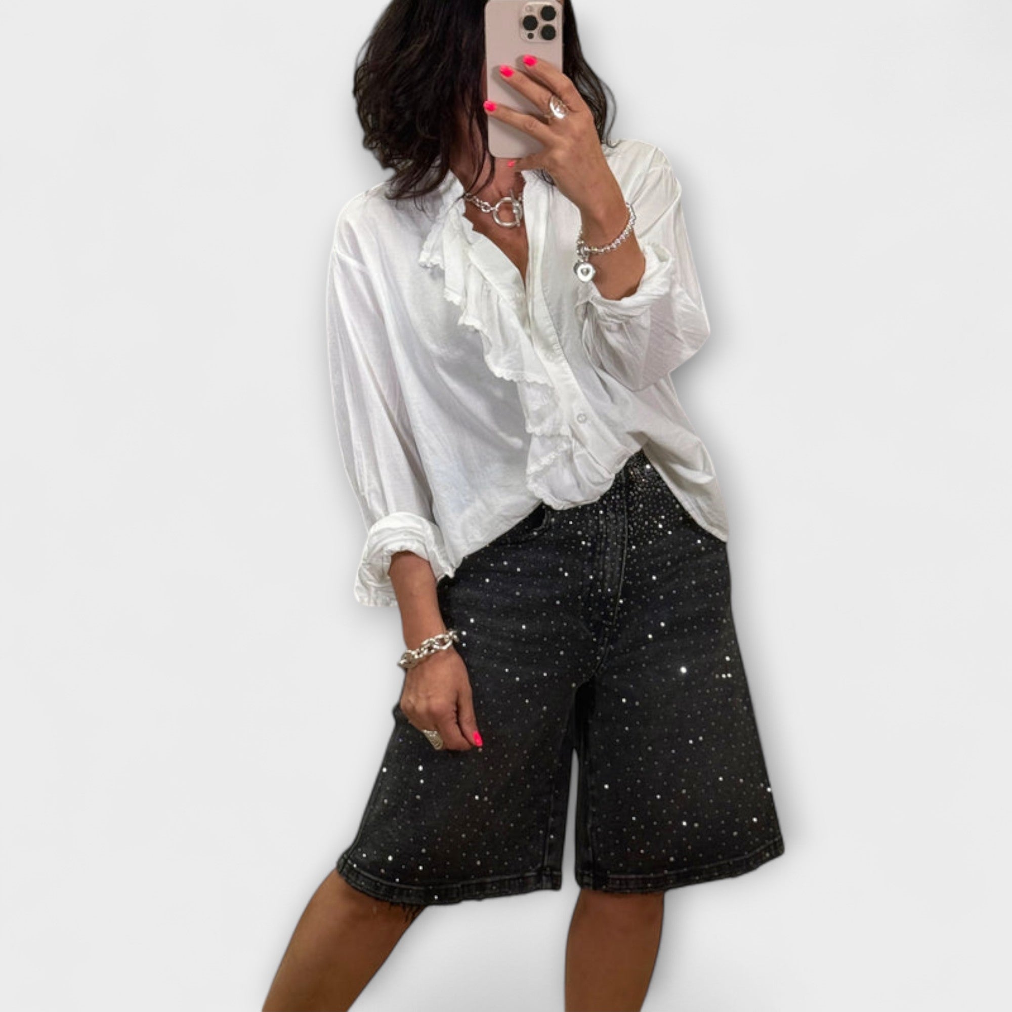 Bianca | Bermudashorts med strass