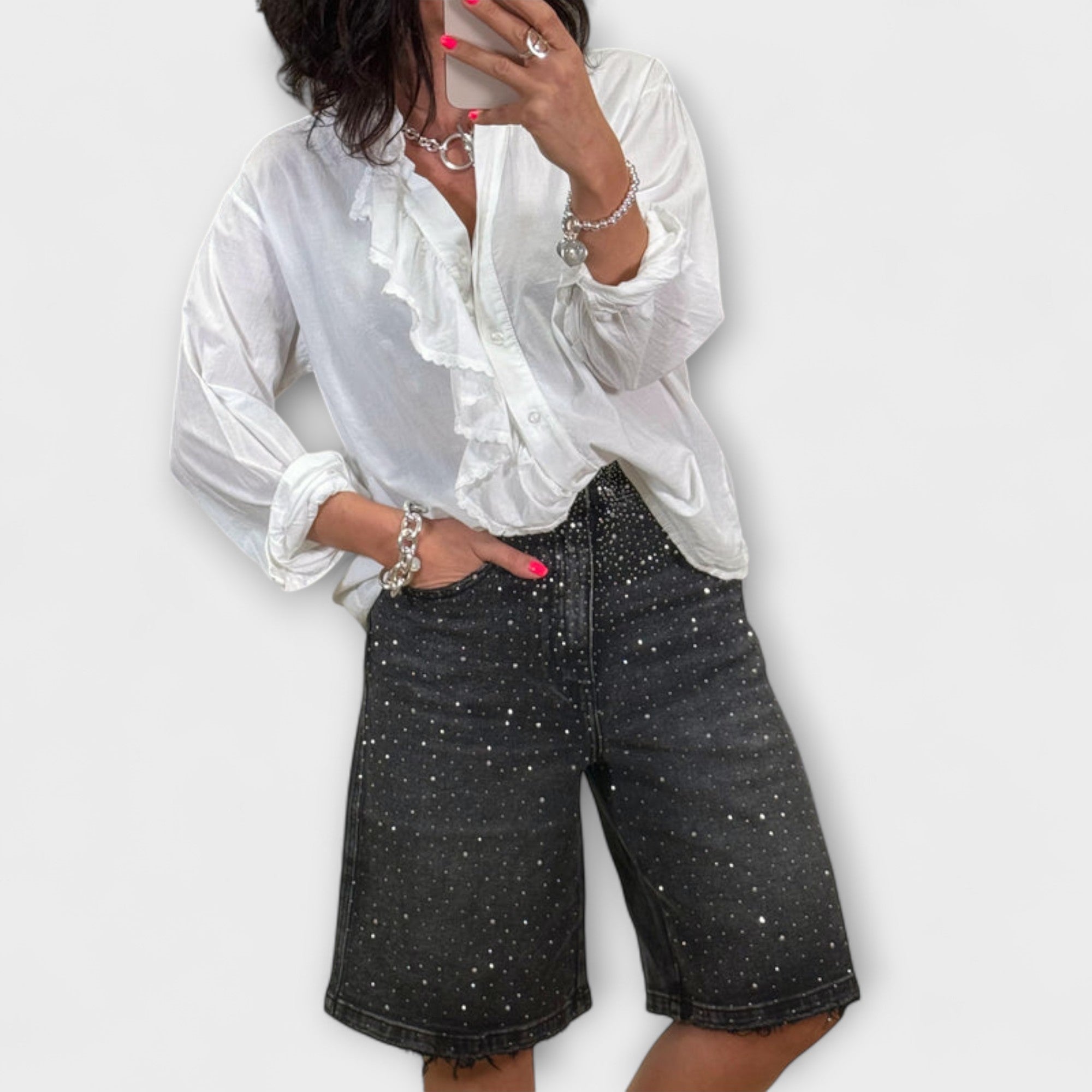 Bianca | Bermudashorts med strass