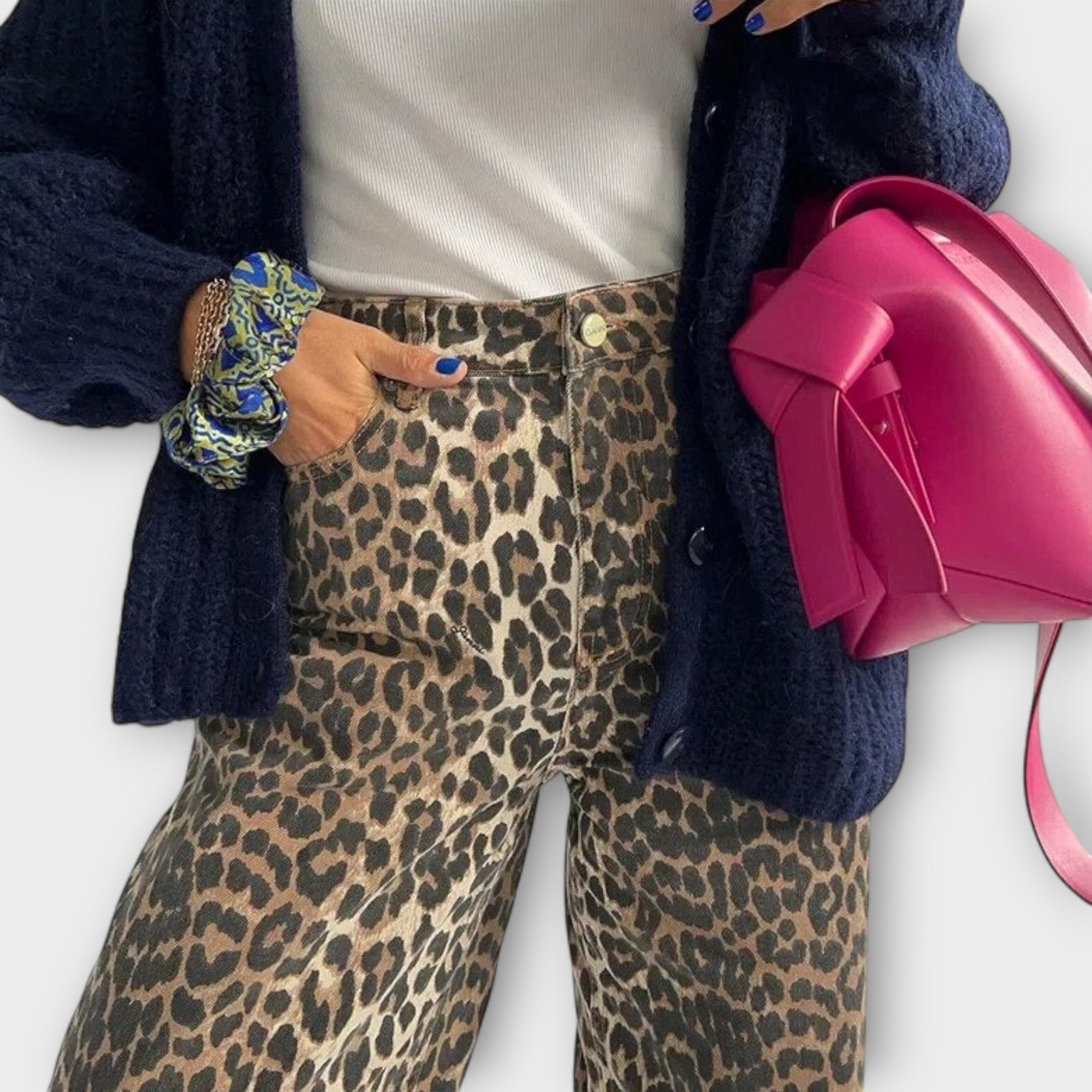Maya | Leopardmönstrade jeans i vintagestil