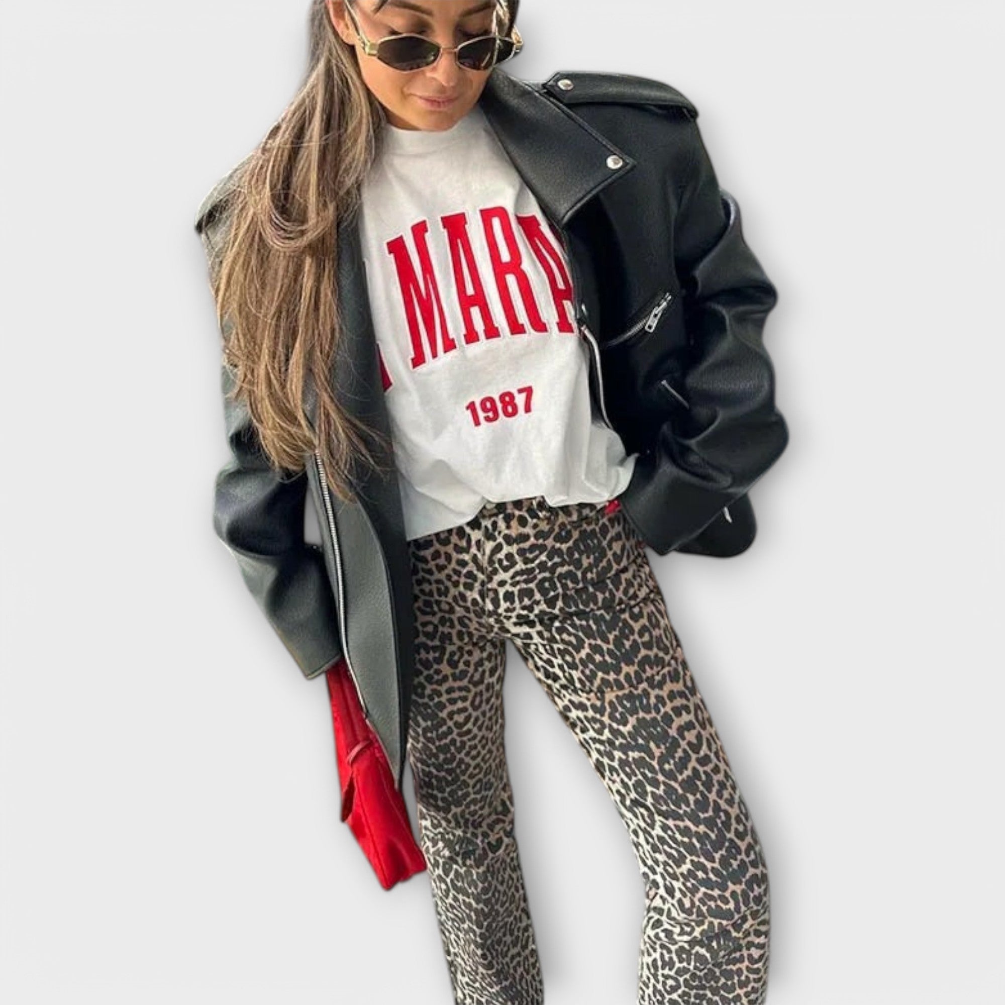 Maya | Leopardmönstrade jeans i vintagestil