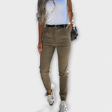 Verena | Ankellånga stretchbyxor med hög midja