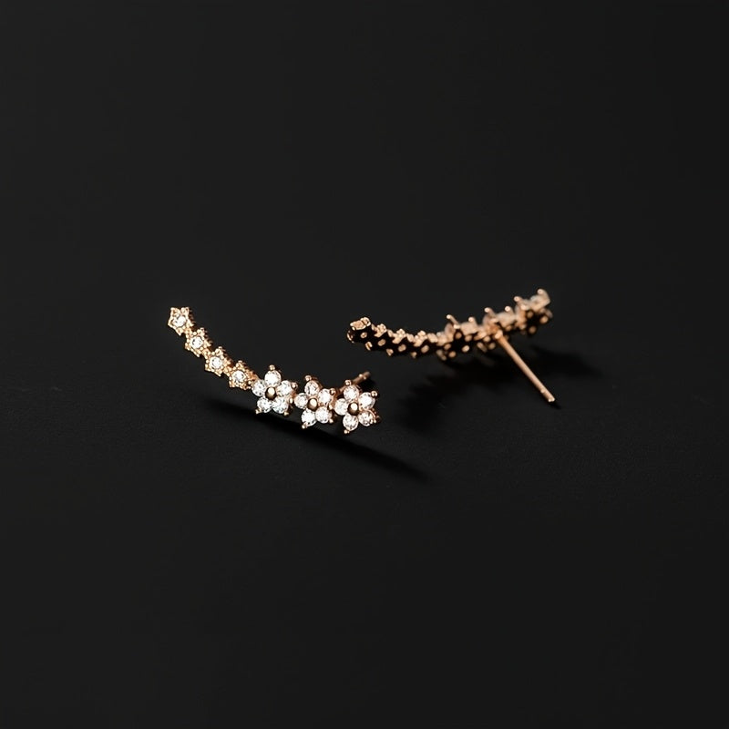 Gabriele | Eleganta blomörhängen med strass