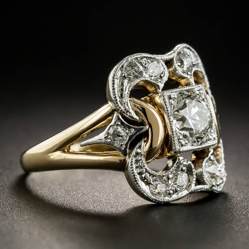 Therese | Guldfärgad ring med zirkonstenar i vintagestil